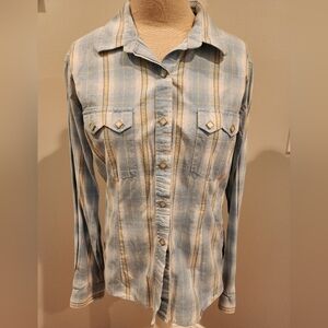 Rough Stock Light Blue Western Button Down Long Sleeve size L